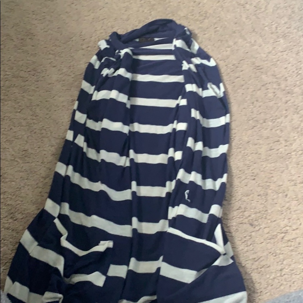 Blue and White Striped Cardigan